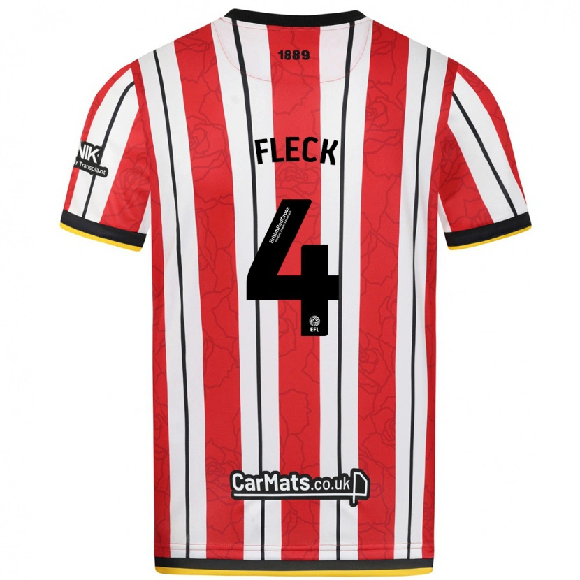 Danxen Uomo Maglia John Fleck #4 Rosso Strisce Bianche Kit Gara Home 2024/25 Maglietta