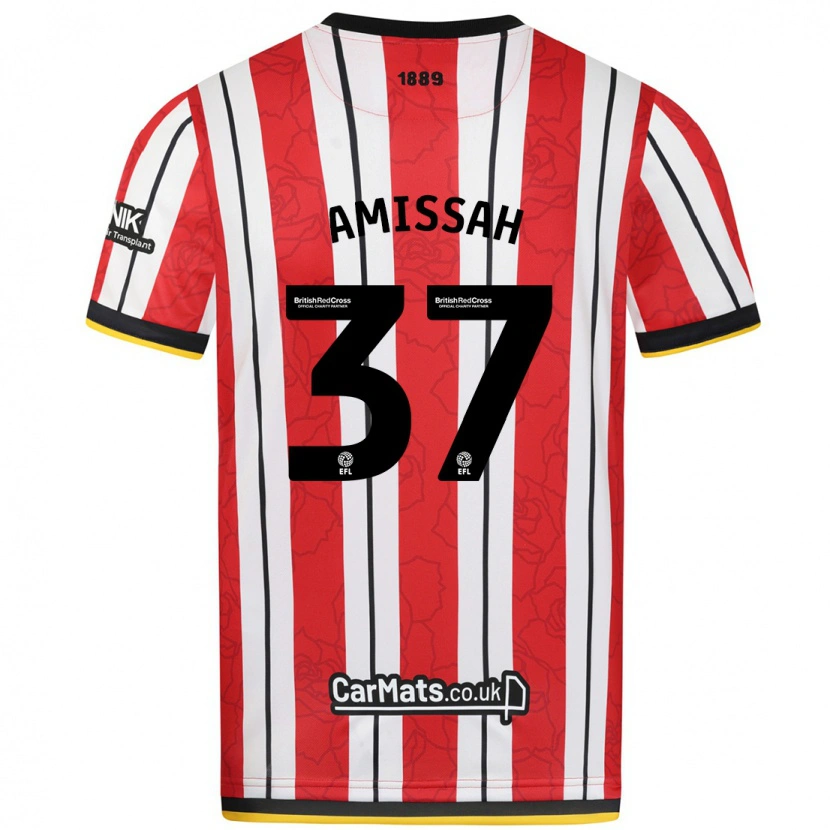 Danxen Uomo Maglia Jordan Amissah #37 Rosso Strisce Bianche Kit Gara Home 2024/25 Maglietta