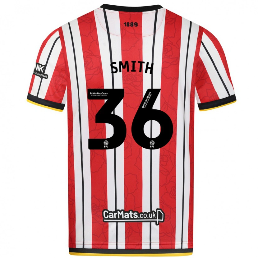 Danxen Uomo Maglia Joshua Smith #36 Rosso Strisce Bianche Kit Gara Home 2024/25 Maglietta