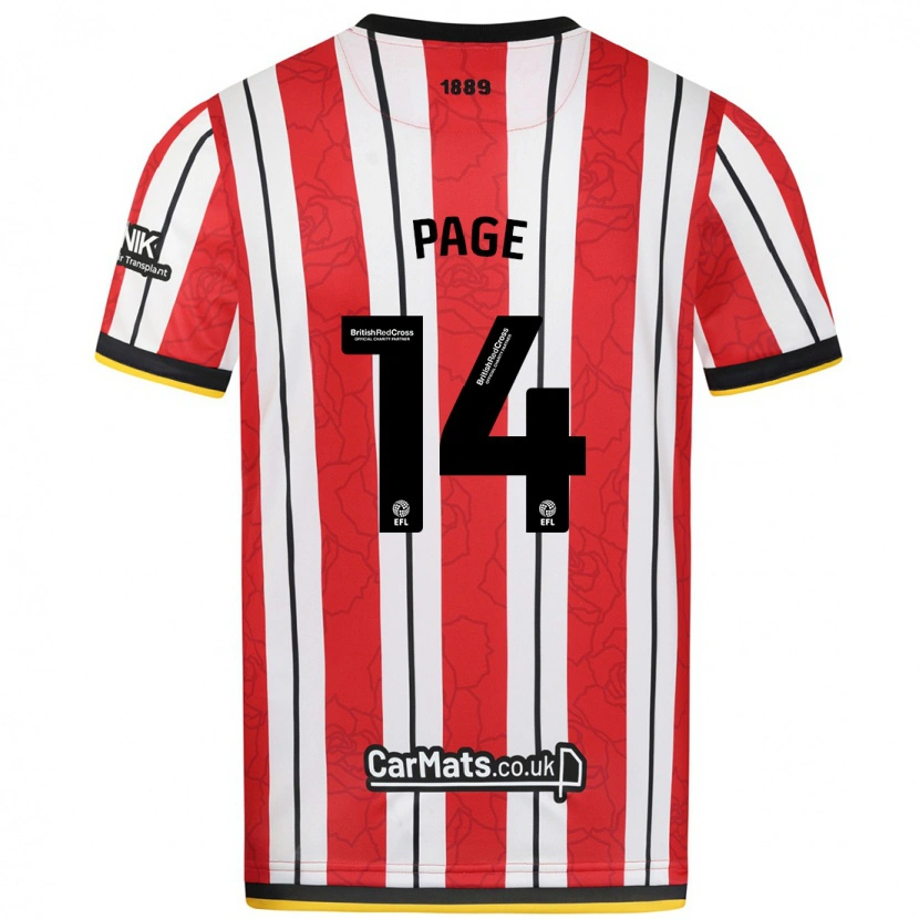 Danxen Uomo Maglia Olivia Jane Page #14 Rosso Strisce Bianche Kit Gara Home 2024/25 Maglietta