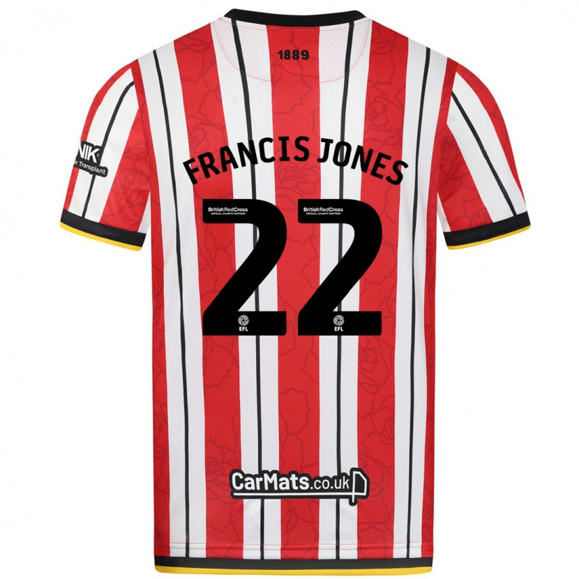 Danxen Uomo Maglia Maria Francis-Jones #22 Rosso Strisce Bianche Kit Gara Home 2024/25 Maglietta