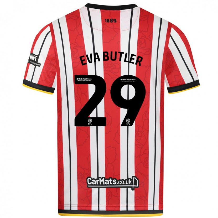Danxen Uomo Maglia Eva Butler #29 Rosso Strisce Bianche Kit Gara Home 2024/25 Maglietta