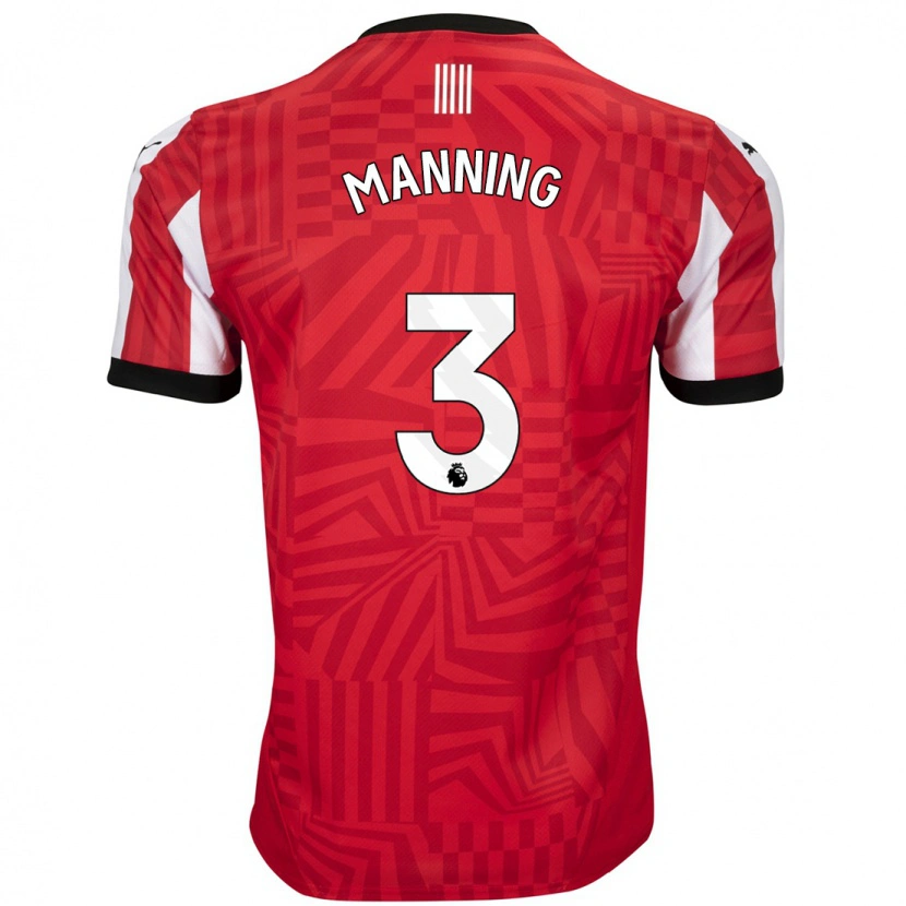 Danxen Uomo Maglia Ryan Manning #3 Rosso Bianco Kit Gara Home 2024/25 Maglietta