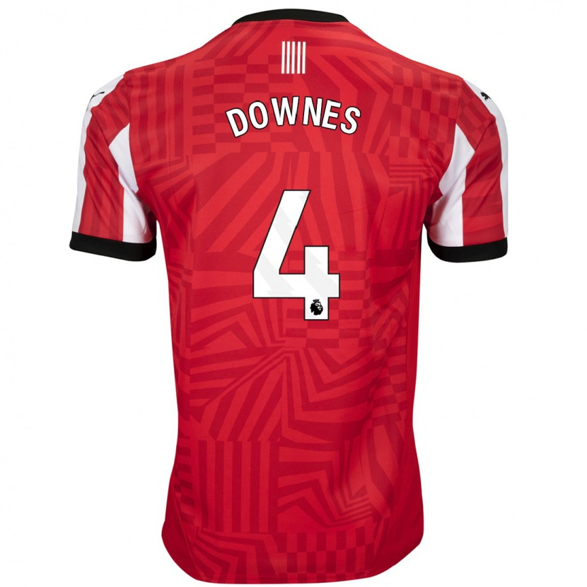Danxen Uomo Maglia Flynn Downes #4 Rosso Bianco Kit Gara Home 2024/25 Maglietta