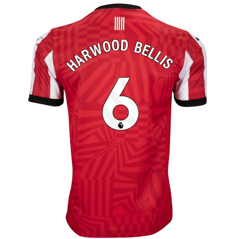 Danxen Uomo Maglia Taylor Harwood-Bellis #6 Rosso Bianco Kit Gara Home 2024/25 Maglietta
