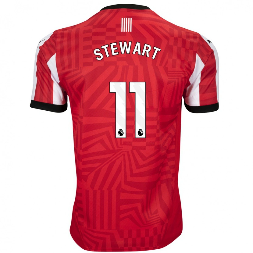 Danxen Uomo Maglia Ross Stewart #11 Rosso Bianco Kit Gara Home 2024/25 Maglietta