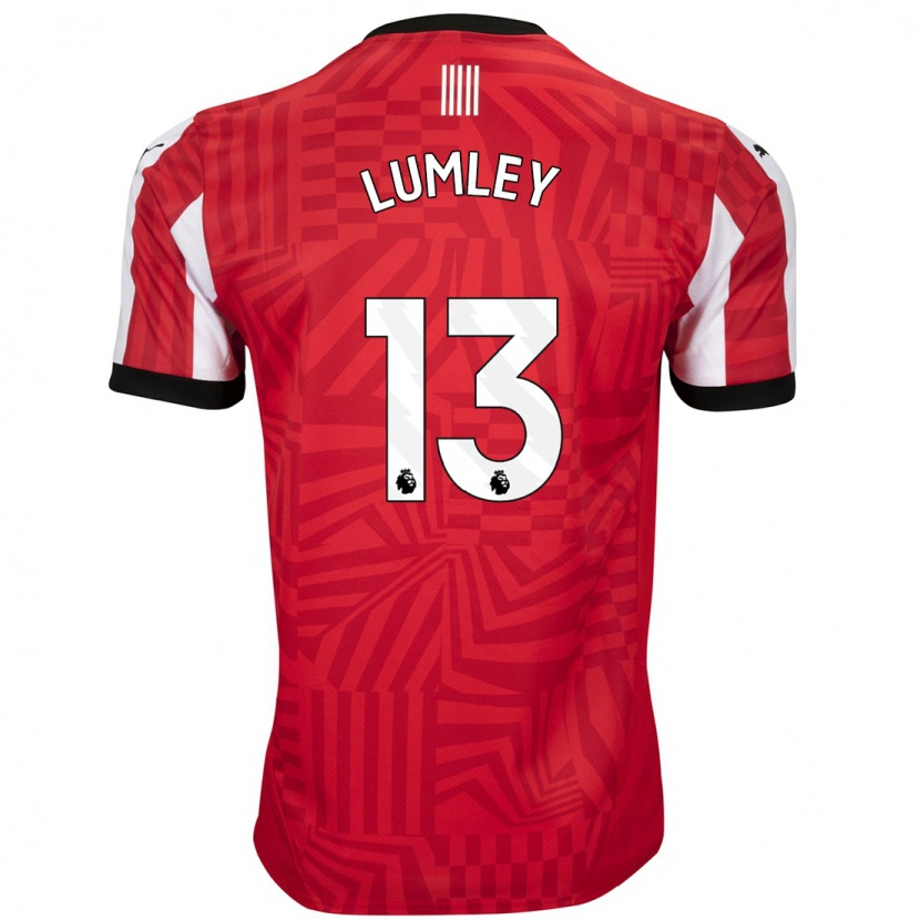 Danxen Uomo Maglia Joe Lumley #13 Rosso Bianco Kit Gara Home 2024/25 Maglietta