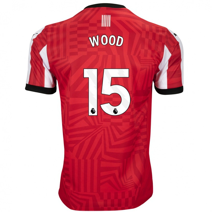 Danxen Uomo Maglia Nathan Wood #15 Rosso Bianco Kit Gara Home 2024/25 Maglietta