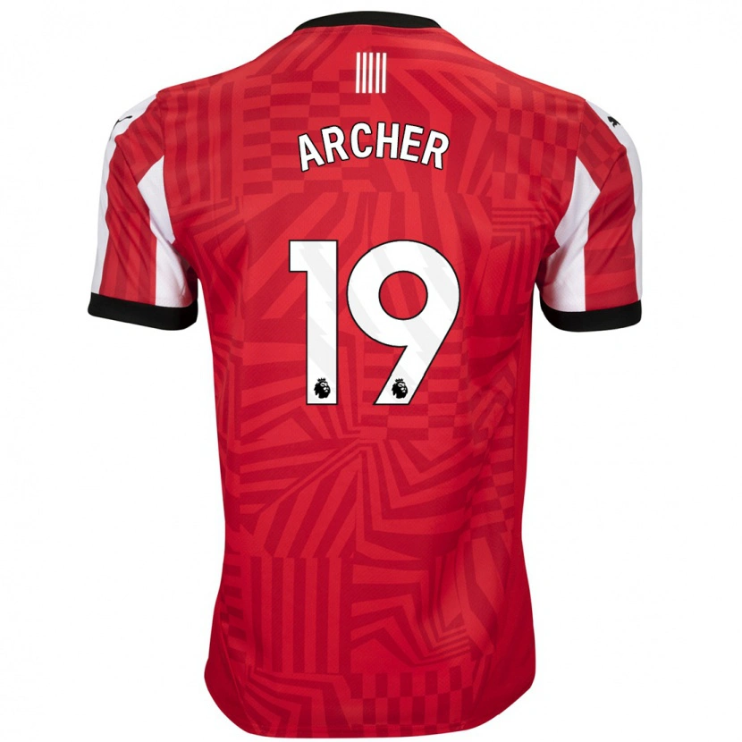 Danxen Uomo Maglia Cameron Archer #19 Rosso Bianco Kit Gara Home 2024/25 Maglietta