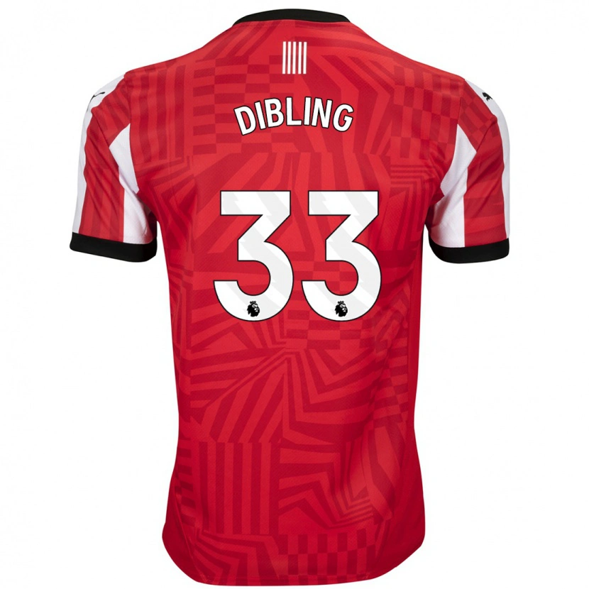 Danxen Uomo Maglia Tyler Dibling #33 Rosso Bianco Kit Gara Home 2024/25 Maglietta
