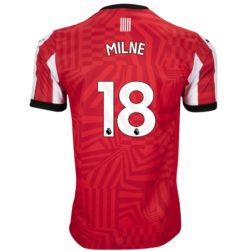 Danxen Uomo Maglia Izzy Milne #18 Rosso Bianco Kit Gara Home 2024/25 Maglietta