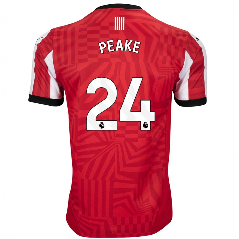 Danxen Uomo Maglia Paige Peake #24 Rosso Bianco Kit Gara Home 2024/25 Maglietta