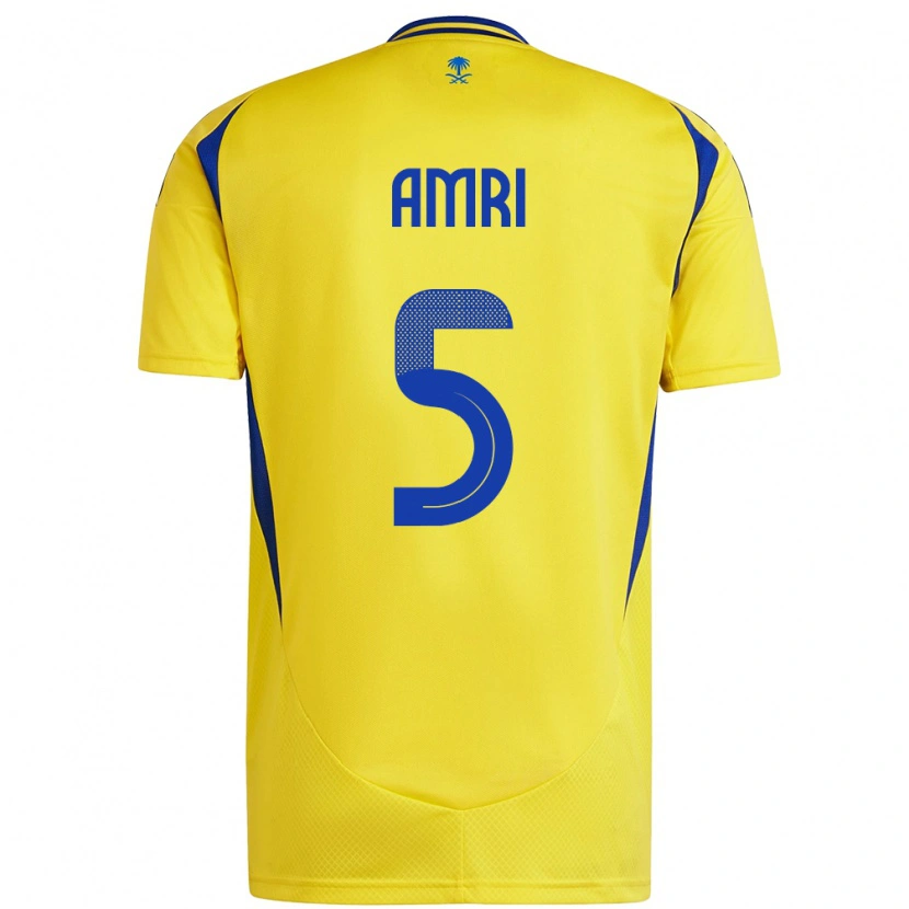Danxen Uomo Maglia Abdulelah Al-Amri #5 Giallo Blu Kit Gara Home 2024/25 Maglietta