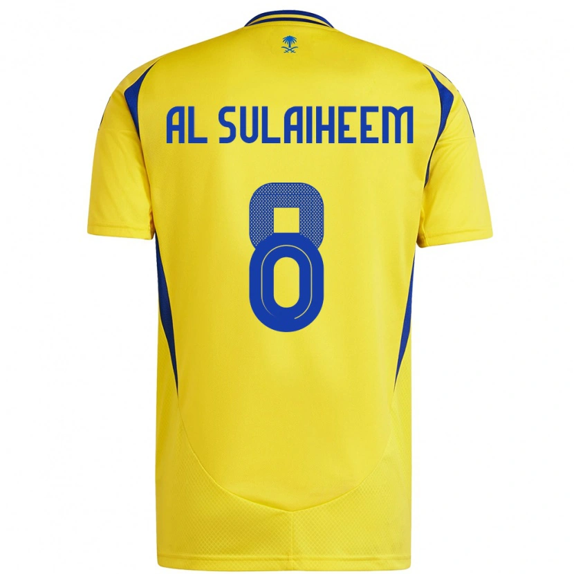 Danxen Uomo Maglia Abdulmajeed Al-Sulayhim #8 Giallo Blu Kit Gara Home 2024/25 Maglietta