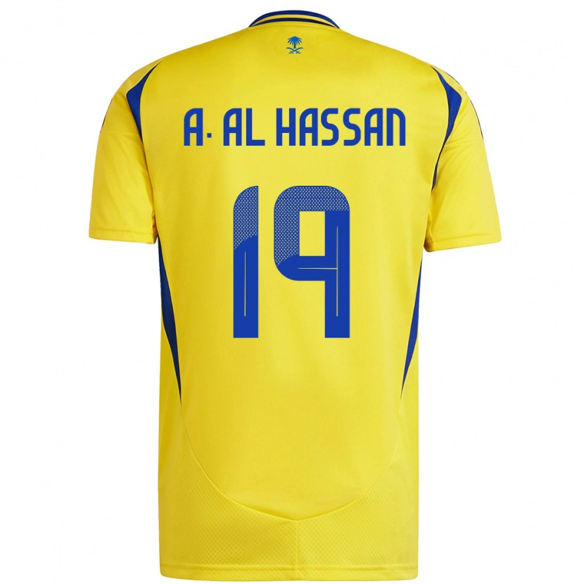 Danxen Uomo Maglia Ali Al-Hassan #19 Giallo Blu Kit Gara Home 2024/25 Maglietta