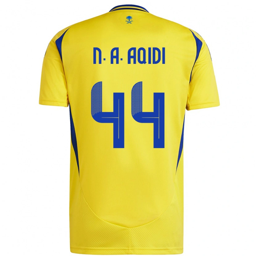 Danxen Uomo Maglia Nawaf Al-Aqidi #44 Giallo Blu Kit Gara Home 2024/25 Maglietta