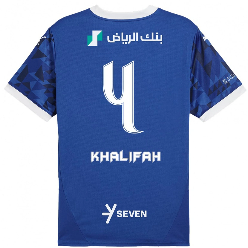 Danxen Uomo Maglia Khalifah Al-Dawsari #4 Blu Scuro Bianco Kit Gara Home 2024/25 Maglietta