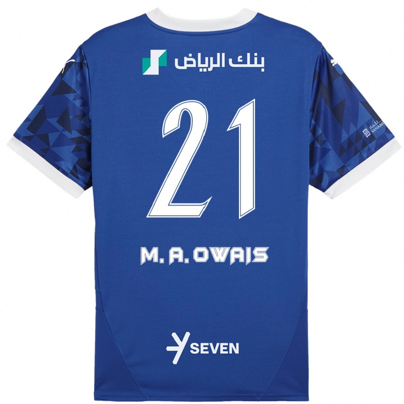 Danxen Uomo Maglia Mohammed Al-Owais #21 Blu Scuro Bianco Kit Gara Home 2024/25 Maglietta