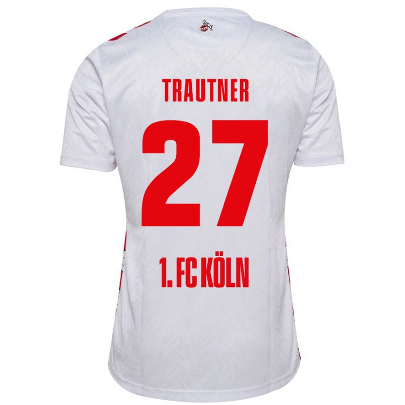 Danxen Uomo Maglia Tobias Trautner #27 Bianco Rosso Kit Gara Home 2024/25 Maglietta