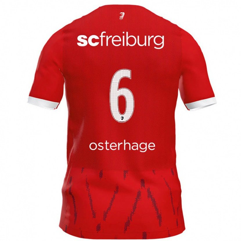 Danxen Uomo Maglia Patrick Osterhage #6 Rosso Kit Gara Home 2024/25 Maglietta