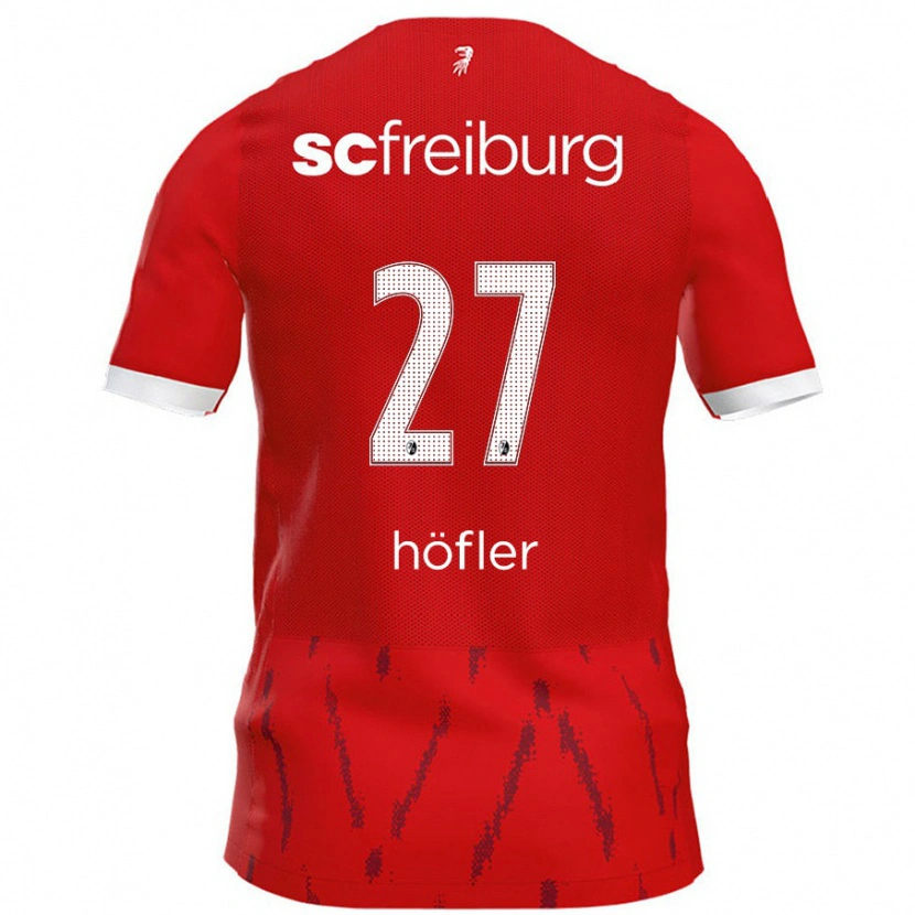 Danxen Uomo Maglia Nicolas Höfler #27 Rosso Kit Gara Home 2024/25 Maglietta