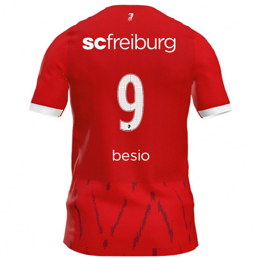 Danxen Uomo Maglia Alessio Besio #9 Rosso Kit Gara Home 2024/25 Maglietta