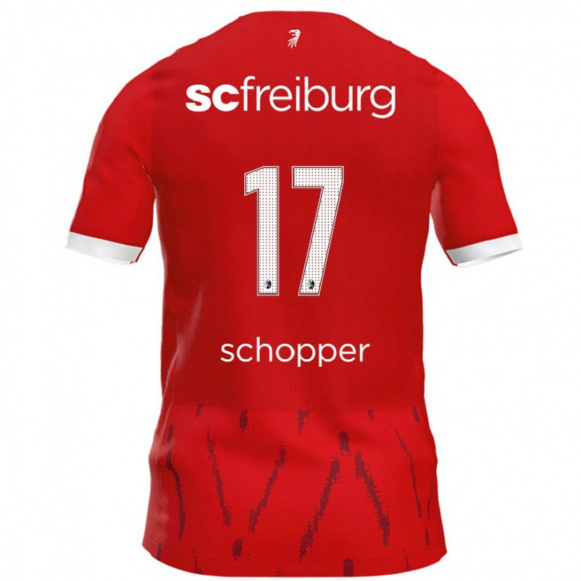 Danxen Uomo Maglia David Schopper #17 Rosso Kit Gara Home 2024/25 Maglietta