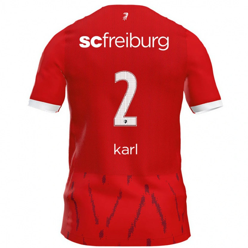 Danxen Uomo Maglia Lisa Karl #2 Rosso Kit Gara Home 2024/25 Maglietta