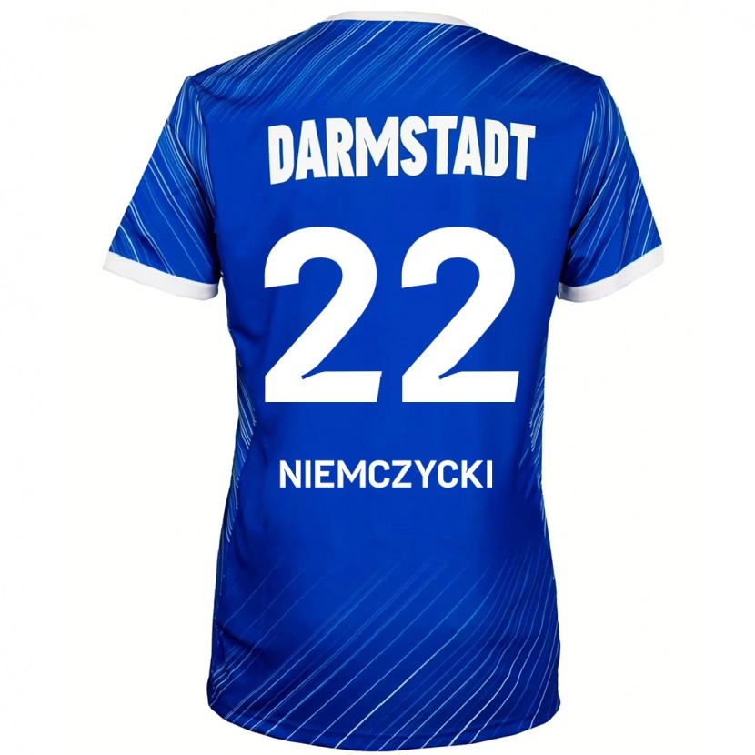 Danxen Uomo Maglia Karol Niemczycki #22 Blu Bianco Kit Gara Home 2024/25 Maglietta