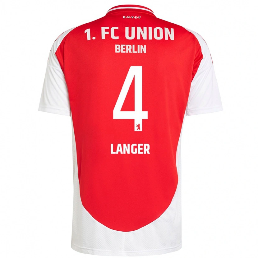 Danxen Uomo Maglia Richard Langer #4 Rosso Bianco Kit Gara Home 2024/25 Maglietta