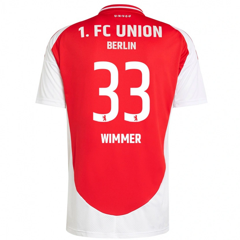 Danxen Uomo Maglia Pauline Wimmer #33 Rosso Bianco Kit Gara Home 2024/25 Maglietta