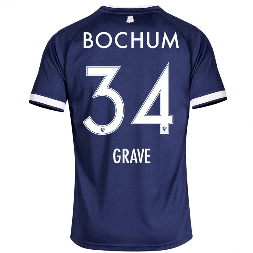 Danxen Uomo Maglia Paul Grave #34 Blu Scuro Kit Gara Home 2024/25 Maglietta