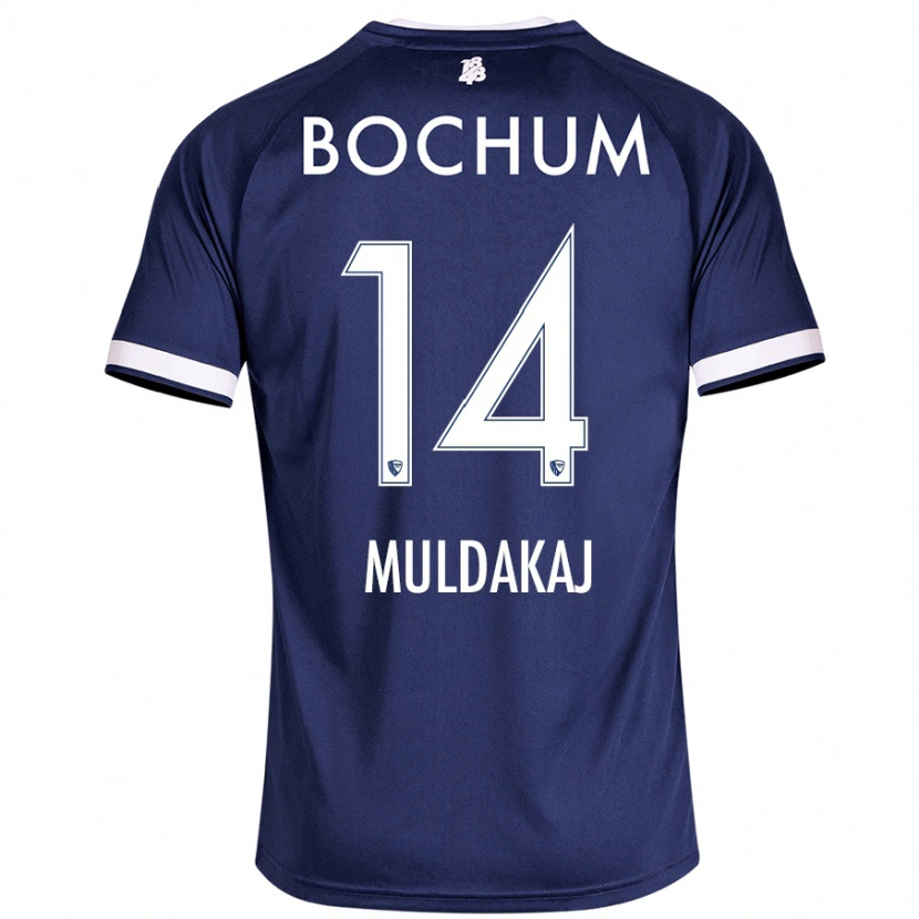 Danxen Uomo Maglia Ardit Muldakaj #14 Blu Scuro Kit Gara Home 2024/25 Maglietta