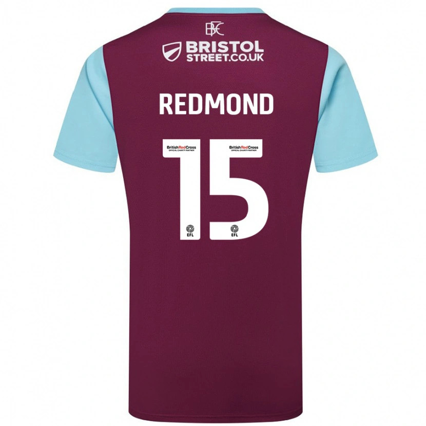 Danxen Uomo Maglia Nathan Redmond #15 Borgogna Azzurro Kit Gara Home 2024/25 Maglietta