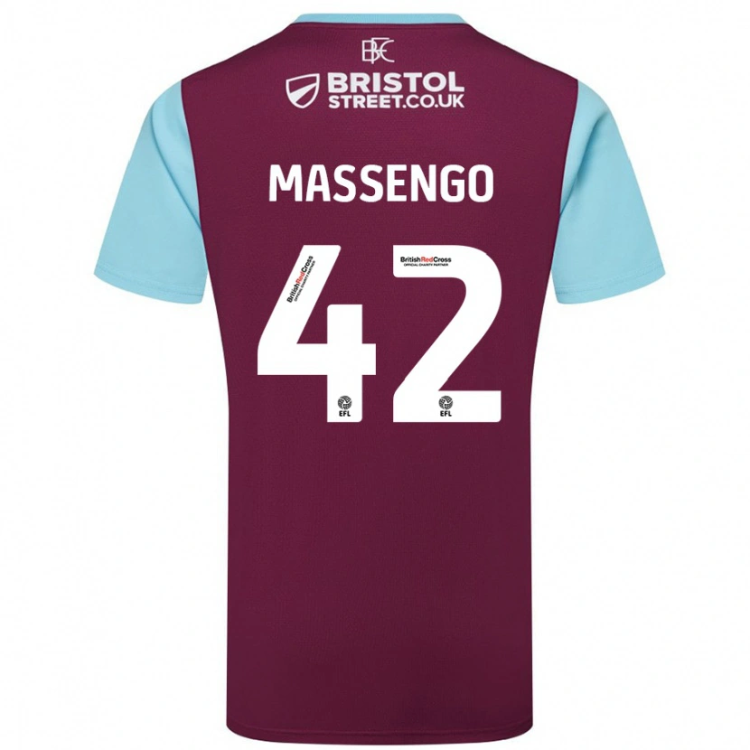 Danxen Uomo Maglia Han-Noah Massengo #42 Borgogna Azzurro Kit Gara Home 2024/25 Maglietta