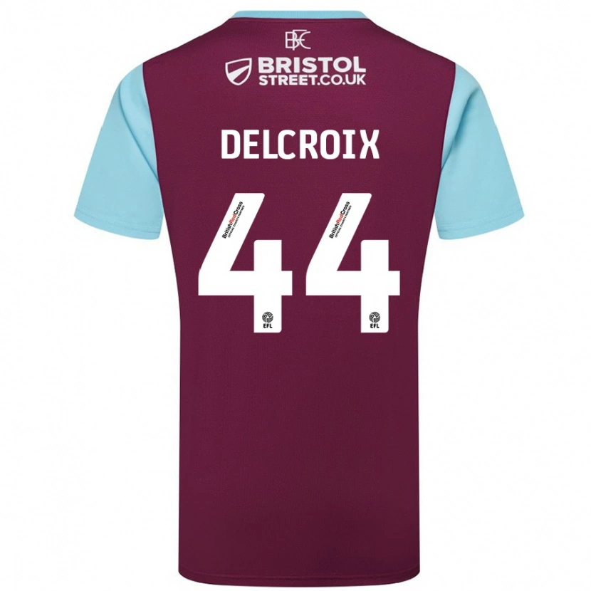 Danxen Uomo Maglia Hannes Delcroix #44 Borgogna Azzurro Kit Gara Home 2024/25 Maglietta