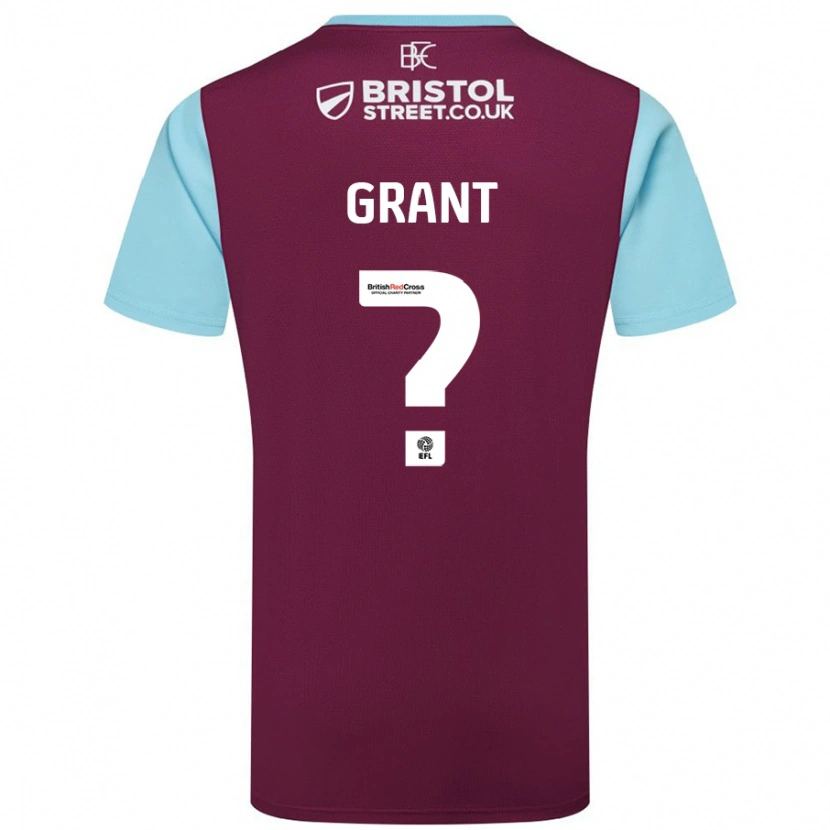 Danxen Uomo Maglia Bradley Grant #0 Borgogna Azzurro Kit Gara Home 2024/25 Maglietta