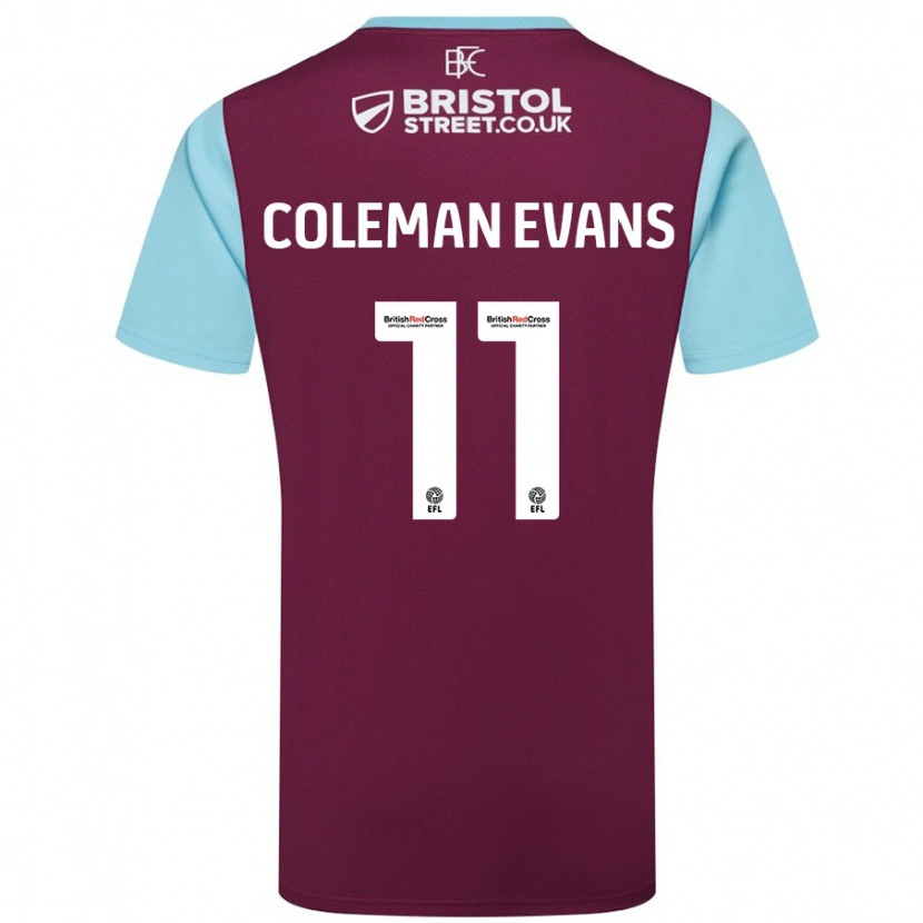 Danxen Uomo Maglia Amaya Coleman-Evans #11 Borgogna Azzurro Kit Gara Home 2024/25 Maglietta