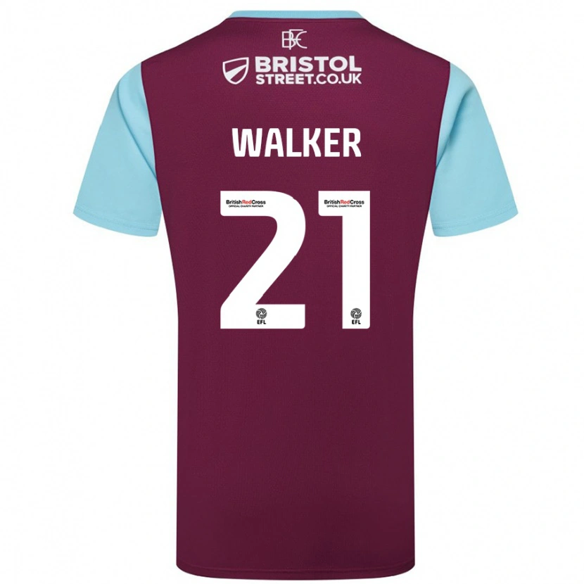 Danxen Uomo Maglia Claudia Walker #21 Borgogna Azzurro Kit Gara Home 2024/25 Maglietta