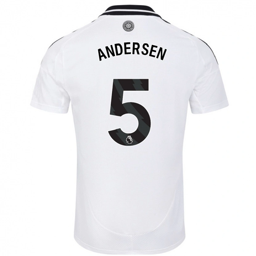 Danxen Uomo Maglia Joachim Andersen #5 Bianco Kit Gara Home 2024/25 Maglietta