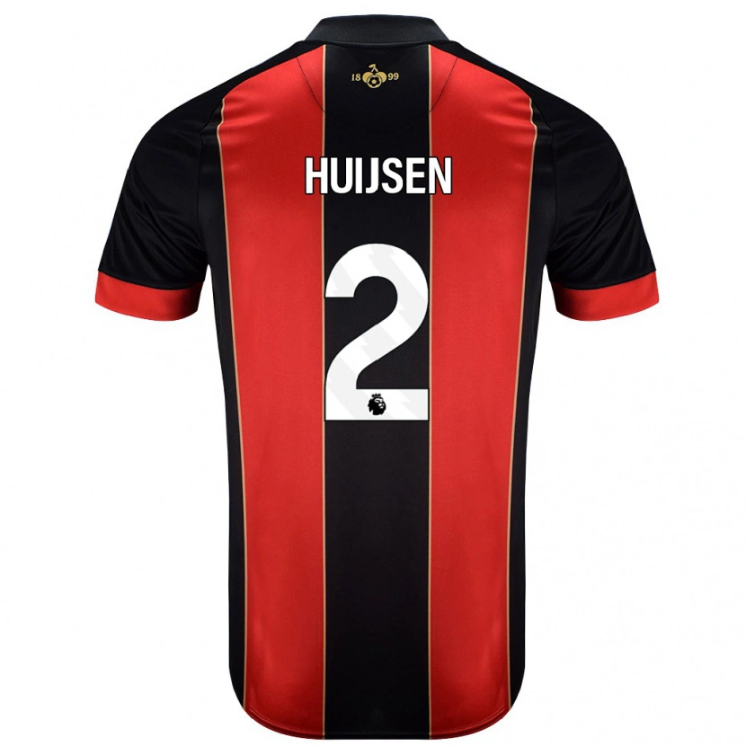 Danxen Uomo Maglia Dean Huijsen #2 Rosso Nero Kit Gara Home 2024/25 Maglietta