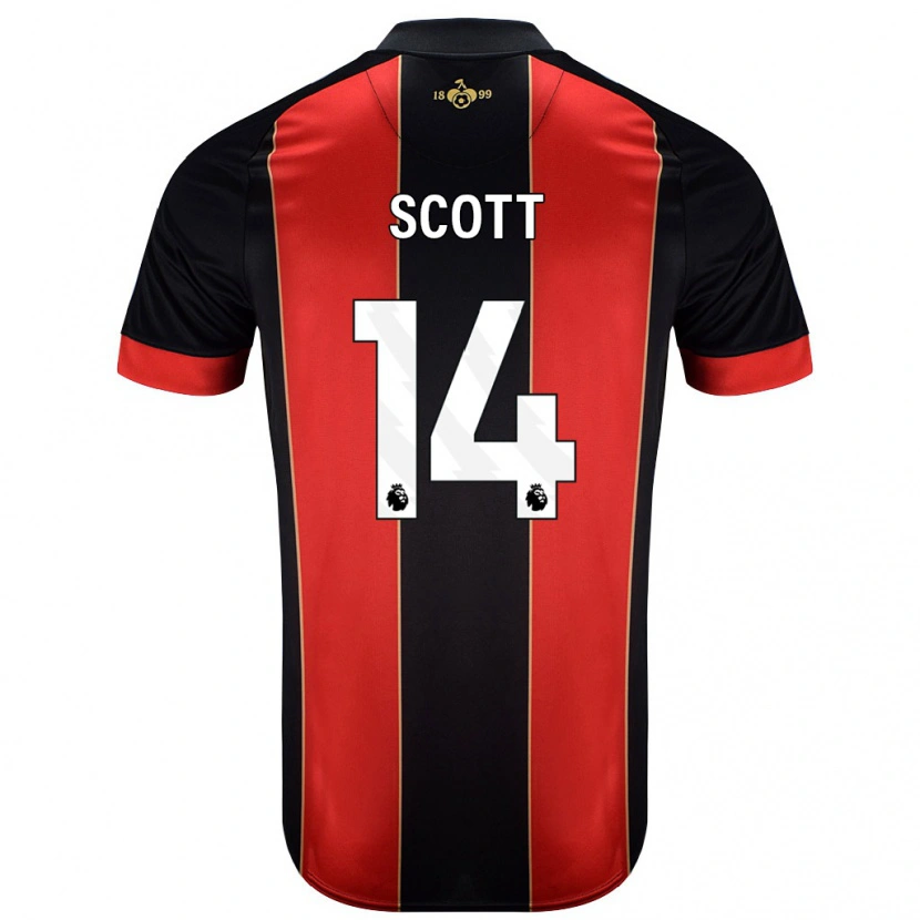 Danxen Uomo Maglia Alex Scott #14 Rosso Nero Kit Gara Home 2024/25 Maglietta