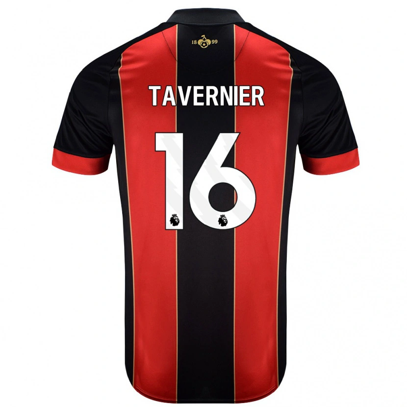 Danxen Uomo Maglia Marcus Tavernier #16 Rosso Nero Kit Gara Home 2024/25 Maglietta