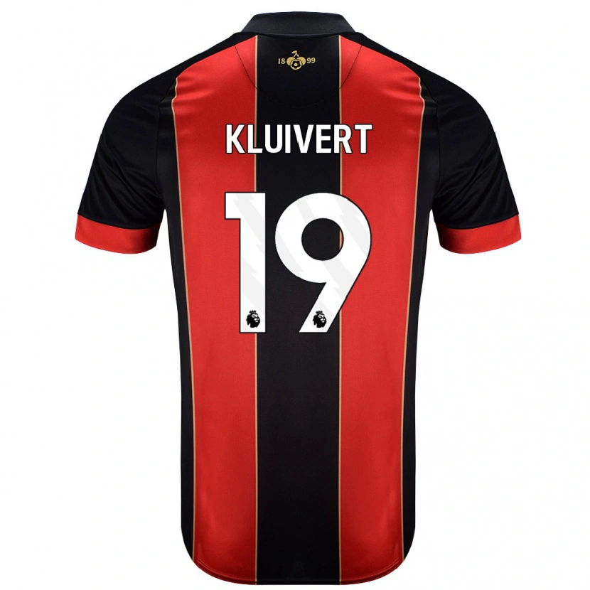 Danxen Uomo Maglia Justin Kluivert #19 Rosso Nero Kit Gara Home 2024/25 Maglietta