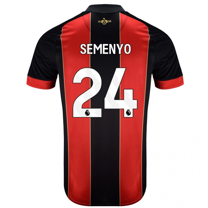 Danxen Uomo Maglia Antoine Semenyo #24 Rosso Nero Kit Gara Home 2024/25 Maglietta
