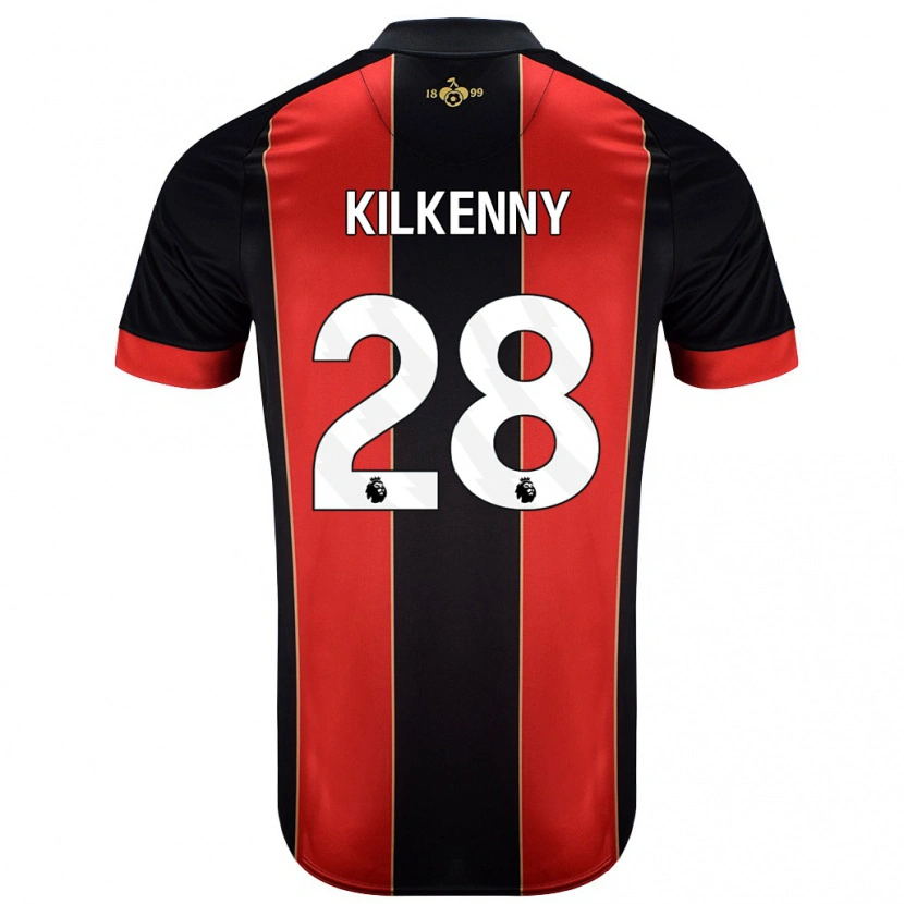 Danxen Uomo Maglia Gavin Kilkenny #28 Rosso Nero Kit Gara Home 2024/25 Maglietta