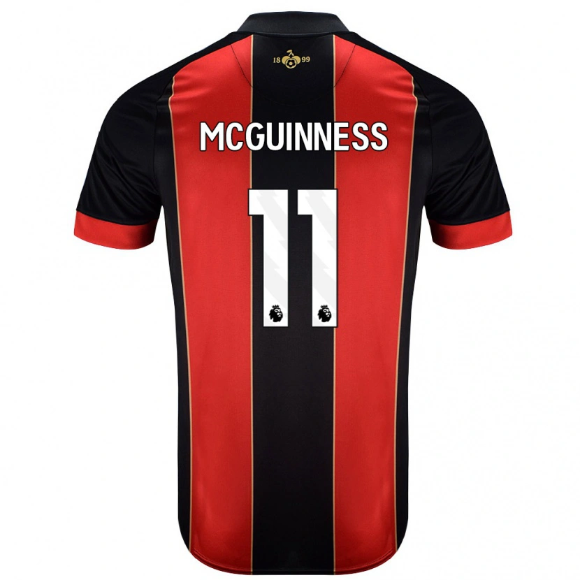 Danxen Uomo Maglia Gemma Mcguinness #11 Rosso Nero Kit Gara Home 2024/25 Maglietta