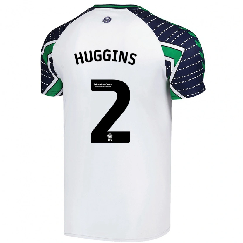 Danxen Uomo Maglia Niall Huggins #2 Bianco Kit Gara Away 2024/25 Maglietta