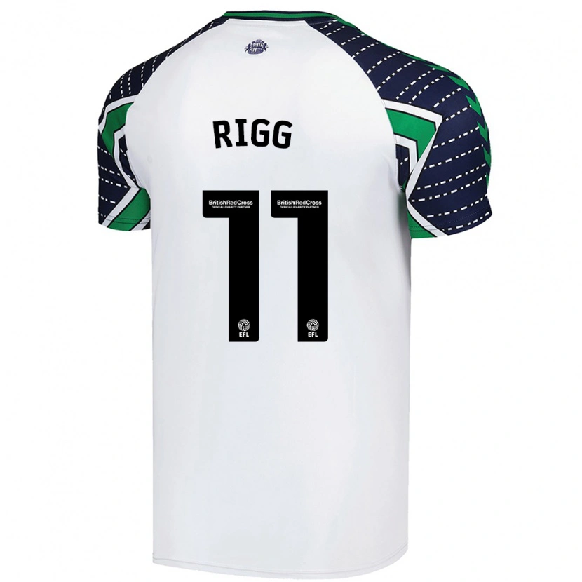 Danxen Uomo Maglia Chris Rigg #11 Bianco Kit Gara Away 2024/25 Maglietta