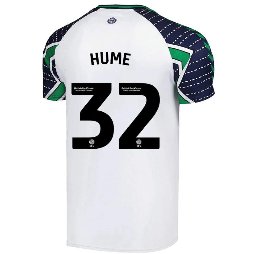 Danxen Uomo Maglia Trai Hume #32 Bianco Kit Gara Away 2024/25 Maglietta